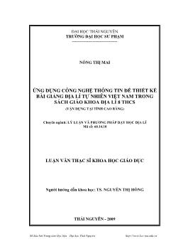 Ứng dụng Công nghệ thông tin để thiết kế bài giảng Địa lí tự nhiên Việt Nam trong sách Giáo khoa Địa lí 8 trung học cơ sở