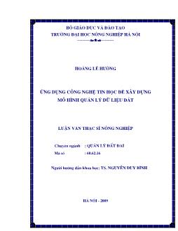 Ứng dụng công nghệ tin học để xây dựng mô hình quản lý dữ liệu đất
