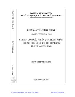 Ứng dụng điều khỉển quá trình nhằm khống chế nồng độ khí thải (CO) trong môi trường