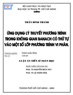 Ứng dụng lý thuyết phương trình không gian Banach có thứ tự vào số lớp phương trình vi phân