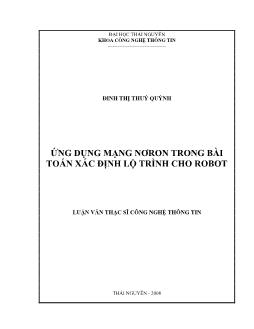 Ứng dụng mạng nơron trong bài toán xác định lộ trình cho robot