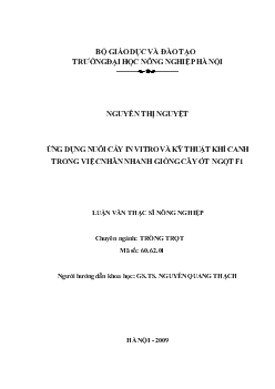 Ứng dụng nuôi cấy in vitro và kỹ thuật khí canh trong việc nhân nhanh giống cây ớt ngọt F1