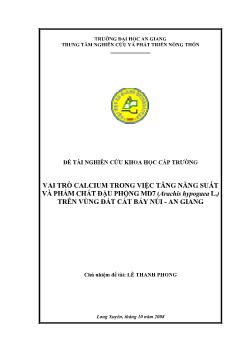 Vai trò calcium trong việc tăng năng xuất và phẩm chất đậu phộng MD7 trên vùng đất cát Bảy núi-An Giang