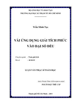 Vài ứng dụng giải tích phức vào đại số đều