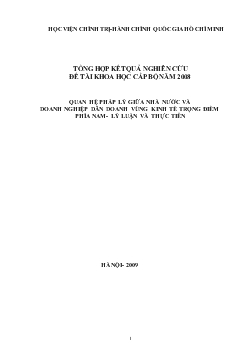 Vấn đề lý luận và thực tiễn quan hệ pháp lý giữa Nhà nước và doanh nghiệp, đặt trong mối quan hệ với việc quy hoạch tổng thể Vùng kinh tế trọng điểm phía Nam