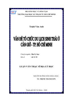Vấn đề tổ chức du lịch sinh thái ở Cần Giờ - TP.HCM