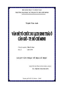 Vấn đề tổ chức du lịch sinh thái ở Cần Giờ - TP.HCM