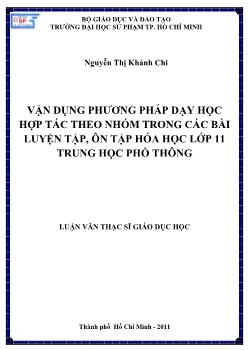 Vận dụng phương pháp dạy học hợp tác theo nhóm trong các bài luyện tập, ôn tập hóa học lớp 11 trung học phổ thông