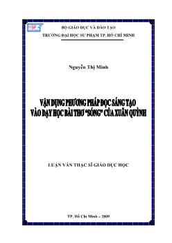 Vận dụng phương pháp đọc sáng tạo vào dạy học bài thơ sóng của Xuân Quỳnh