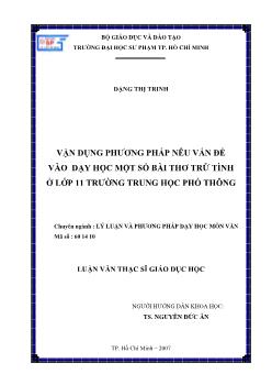 Vận dụng phương pháp nêu vấn đề vào dạy học một số bài thơ trữ tình ở lớp 11 trường Trung học phổ thông (THPT)