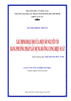 Xác định hoạt động của một số nguyên tố bằng phương pháp xây dựng đường cong hiệu suất
