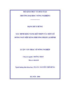 Xác định khả năng kết hợp của một số dòng ngô nếp bằng phương pháp lai đỉnh
