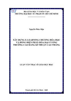 Xây dựng E-Learning chương hóa học và dòng điện phần hóa đại cương trường Cao đẳng Kĩ thuật Cao Thắng