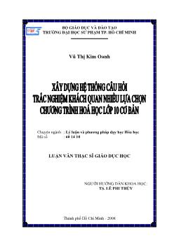 Xây dựng hệ thống câu hỏi trắc nghiệm khách quan nhiều lựa chọn chương trình hóa học lớp 10 cơ bản