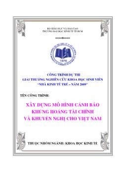 Xây dựng mô hình cảnh báo khủng hoảng tài chính và những khuyến nghị cho Việt Nam