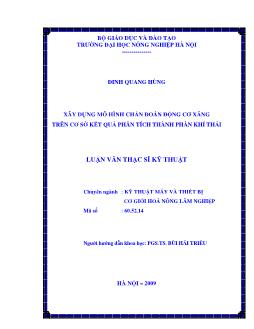 Xây dựng mô hình chuẩn đoán động cơ xăng trên cơ sở kết quả phân tích thành phần khí thải
