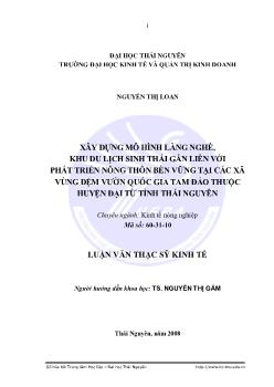 Xây dựng mô hình làng nghề, khu du lịch sinh thái gắn liền với phát triển nông thôn bền vững tại các xã vùng đệm vườn quốc gia Tam Đảo thuộc huyện Đại Từ tỉnh Thái Nguyên