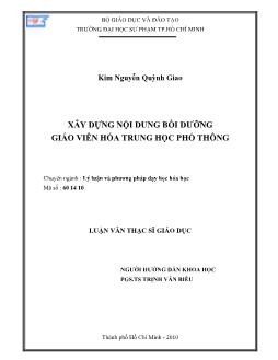Xây dựng nội dung bồi dưỡng giáo viên hóa trung học phổ thông