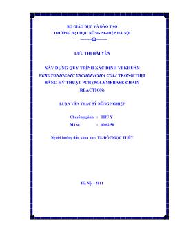 Xây dựng quy trình xác định vi khuẩn Verotoxigenic Escherichia Coli trong thịt bằng kỹ thuật PCR (Polymerase Chain Reaction