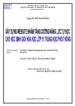 Xây dựng website nhằm tăng cường năng lực tự học cho học sinh giỏi hóa học lớp 11 Trung học phổ thông