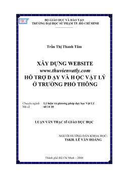 Xây dựng website www.thuvienvatly.com hỗ trợ dạy và học vật lý ở trường phổ thông