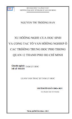 Xu hướng nghề của học sinh và công tác tư vấn hướng nghiệp ở các trường Trung học phổ thông Quận 12 Thành phố Hồ Chí Minh