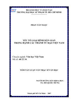 Yếu tố loại hình dân gian trong hạnh các thánh tử đạo Việt Nam