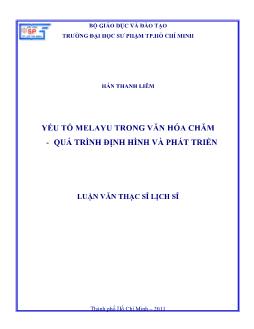 Yếu tố Melayu trong văn hóa Chăm Quá trình định hình và phát triển